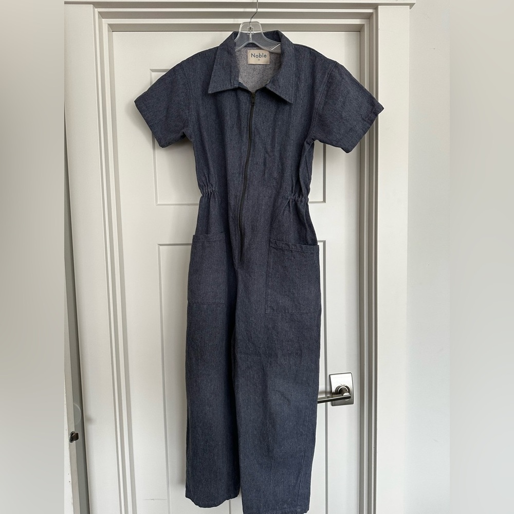 Noble Short-Sleeve Denim Utility Jumpsuit  New without tags